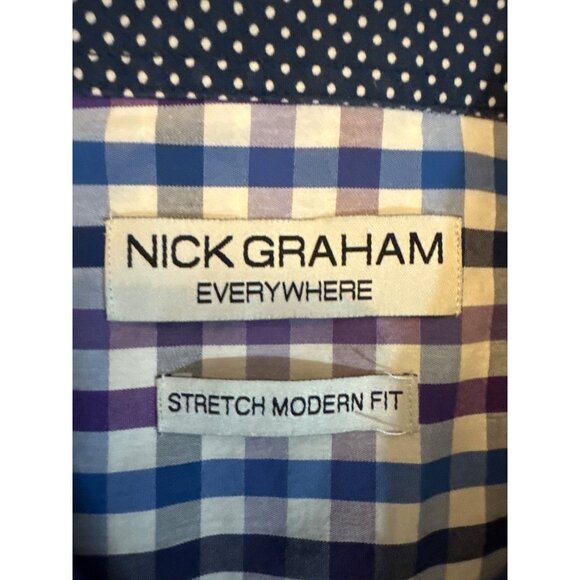 Nick Graham Everywhere Mens Stretch Modern Fit Contrast Cuffs Dress Shirt Size 1 - Picture 5 of 7